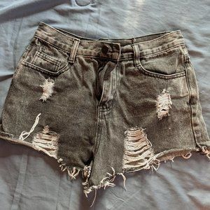 Gray Ripped Jean Shorts